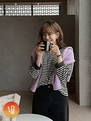 花式抓绒条纹T恤