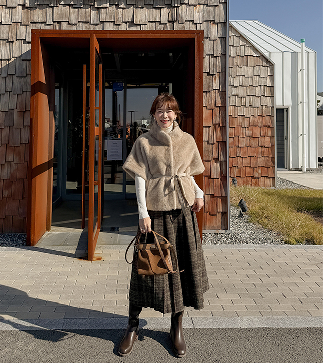 Laura 皮革肩带貂皮夹克