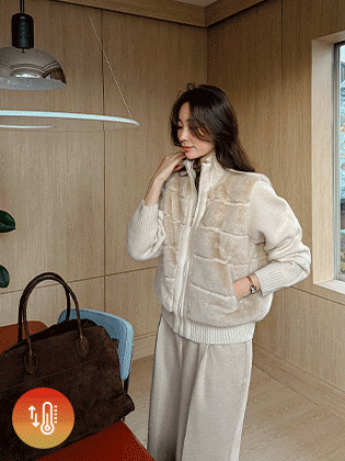 Verni 环保毛皮针织拉链外套