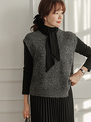 亮片羊毛针织背心