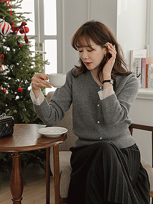 闪亮多层安哥拉羊毛开衫