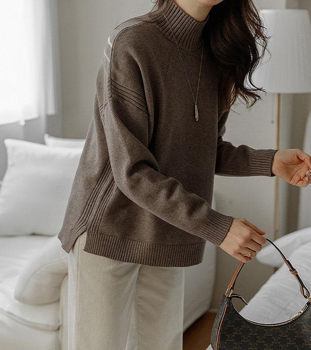 多里安半领针织衫