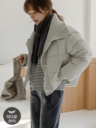 高领针织彩色鸭绒填充