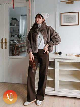 保暖抓绒阔腿裤 