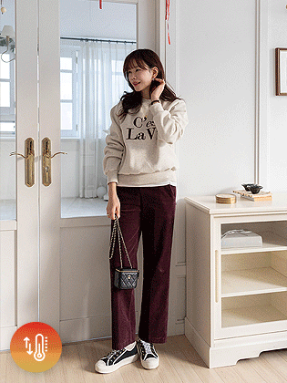 雾色半宽灯芯绒裤