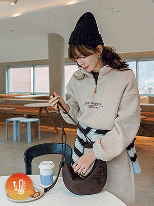 蓬松的圈圈呢半拉链男式T恤 