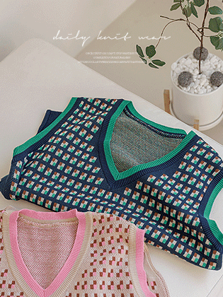 法式Mac V领针织背心