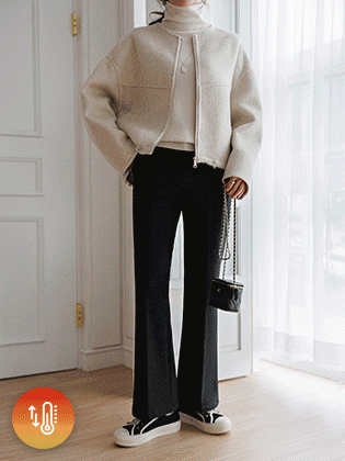 硒纤维提花羊毛喇叭裤