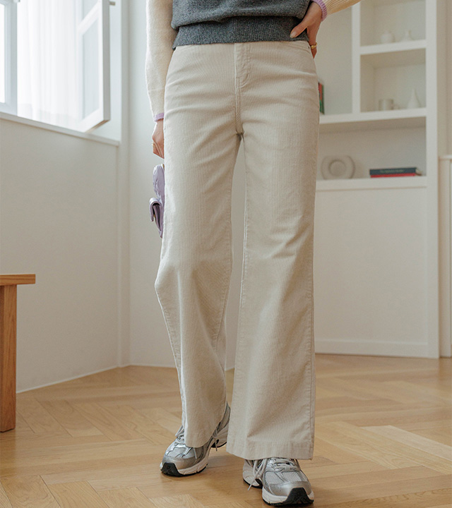 伯恩灯芯绒阔腿裤