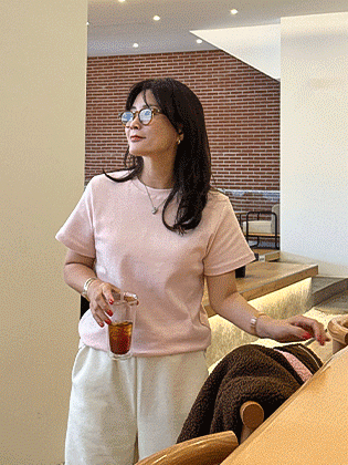 柚子桃色抓绒短袖T恤