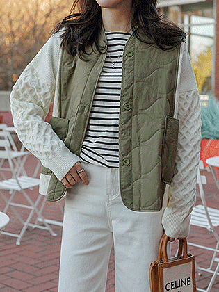 铺镶针织撞色绗缝套头衫