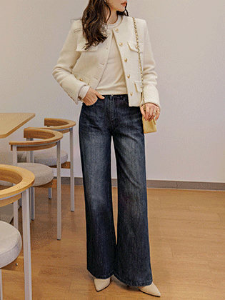 Roy翻盖口袋宽牛仔裤