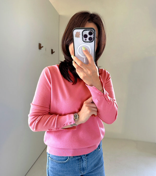 袖口纽扣圆针织