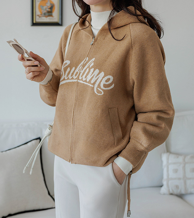 烘焙连帽针织拉链 