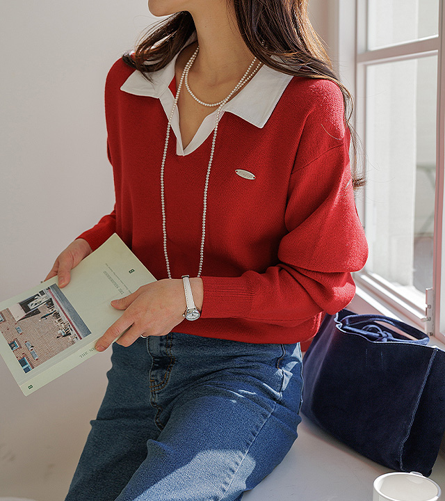 锐舞衬衫叠层针织 