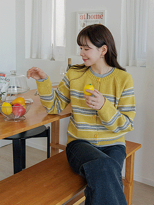 三叶草条纹羊毛开衫