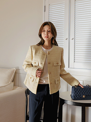 金盏花羊毛粗花呢外套 