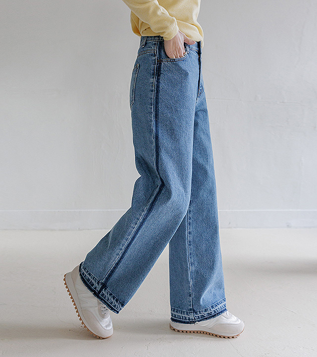 Yours 水洗宽版牛仔裤 