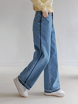 Yours 水洗宽版牛仔裤 