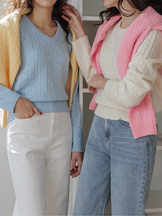 邦妮麻花针织衫（2 种款式：圆领/V 领）