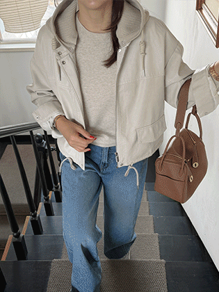 Edith针织连帽皮夹克