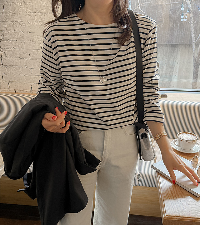 明佳条纹长袖T恤
