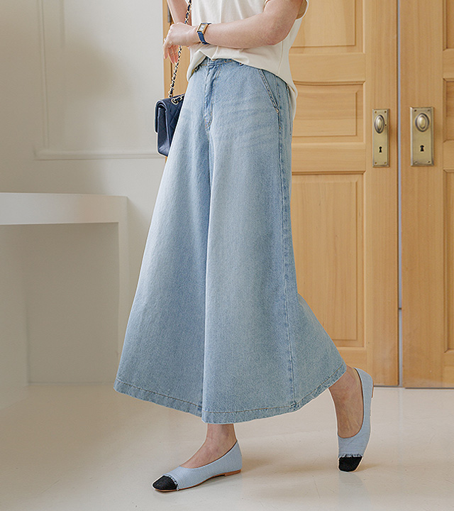 精灵喇叭宽牛仔裤