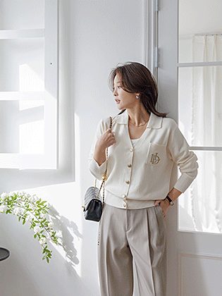 L 刺绣银扣开衫