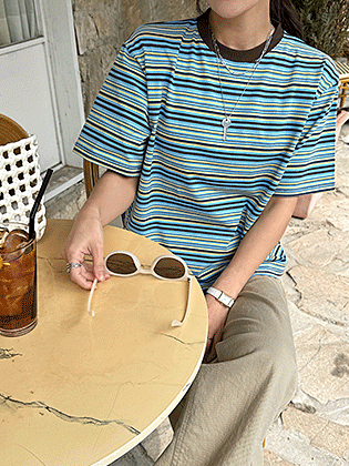 Luna 多色条纹短袖T恤