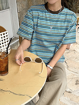 Luna 多色条纹短袖T恤