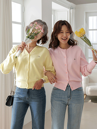 日常棉质针织开衫（2种款式：圆领/V领） 