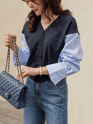 Jenna 撞色衬衫开衫