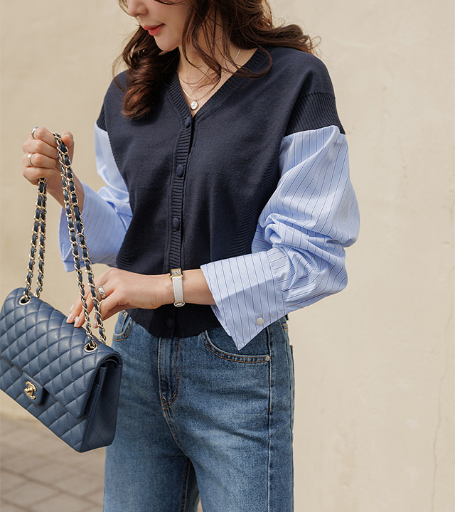 Jenna 撞色衬衫开衫