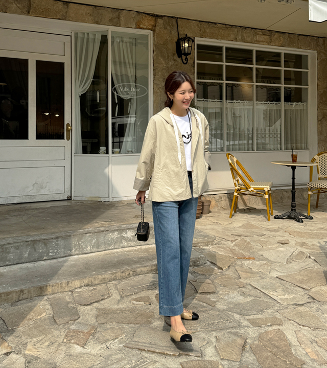 撞色连帽套头衫