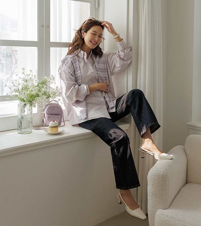 粉雪宽松衬衫（披肩套装）