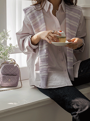 粉雪宽松衬衫（披肩套装）