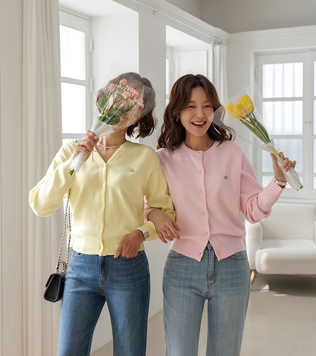 全天穿着的意大利棉质针织开衫(2 种款式:圆领/V 领)