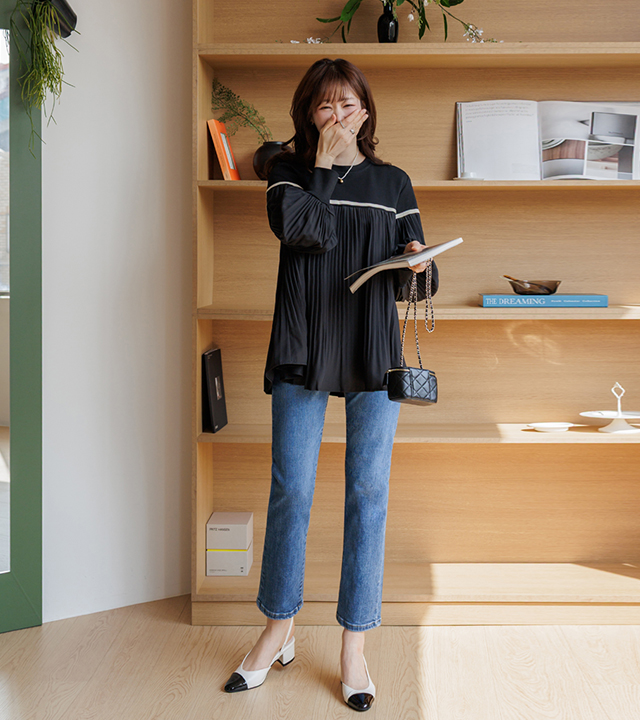 Roel 褶皱撞色T恤衫