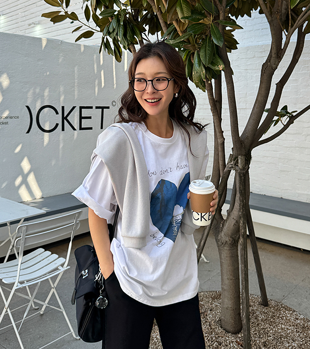 心形天鹅短袖T恤