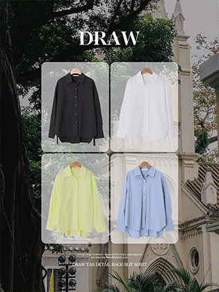 后背开衩抽绳衬衫