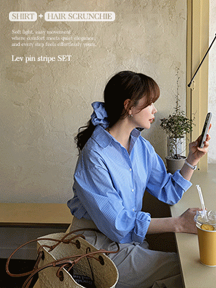 Rev 细条纹衬衫（发圈套装）