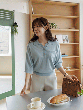 发光珍珠领羊毛针织衫