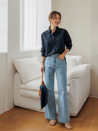 NARS 双扣阔腿牛仔裤