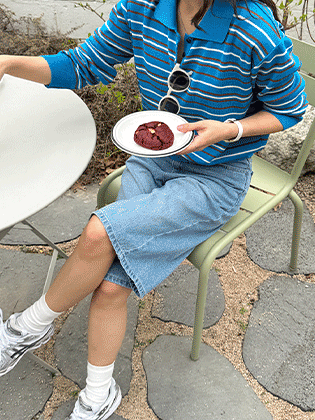 莎莉条纹领针织衫