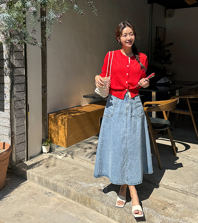 塞纳河外口袋牛仔裙