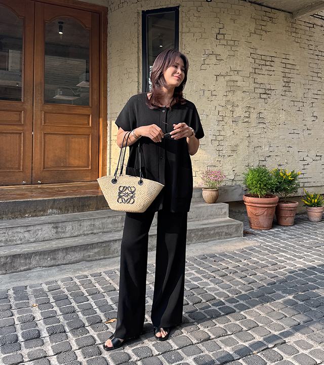 博格姆圆领针织开衫套装