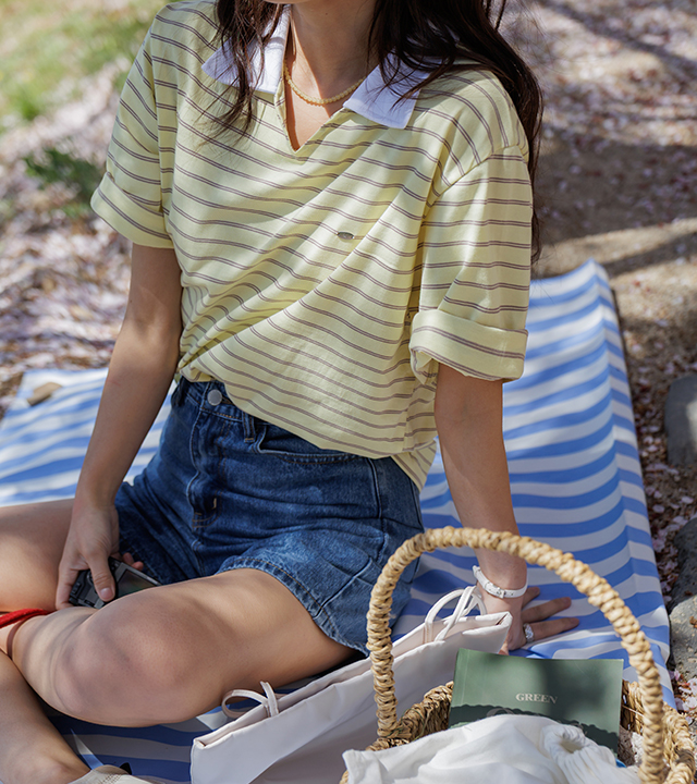 玛德琳吊坠翻领T恤