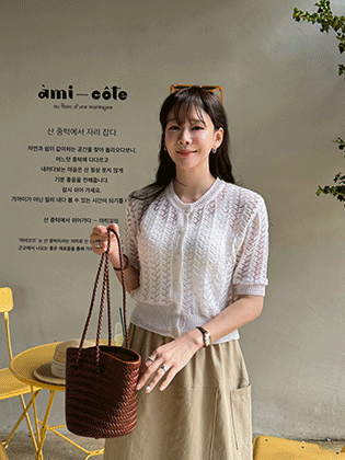 波浪针织亚麻开衫