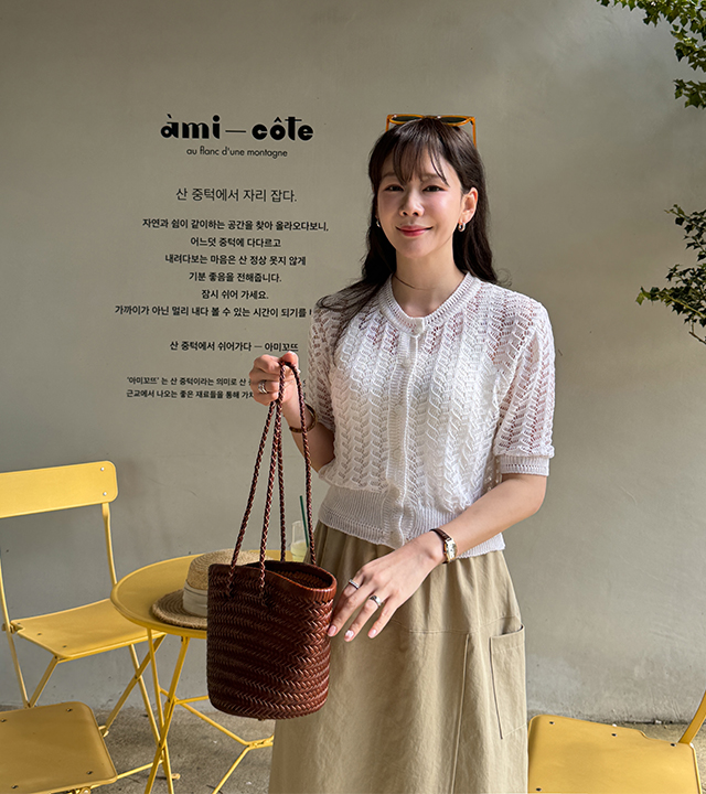 波浪针织亚麻开衫