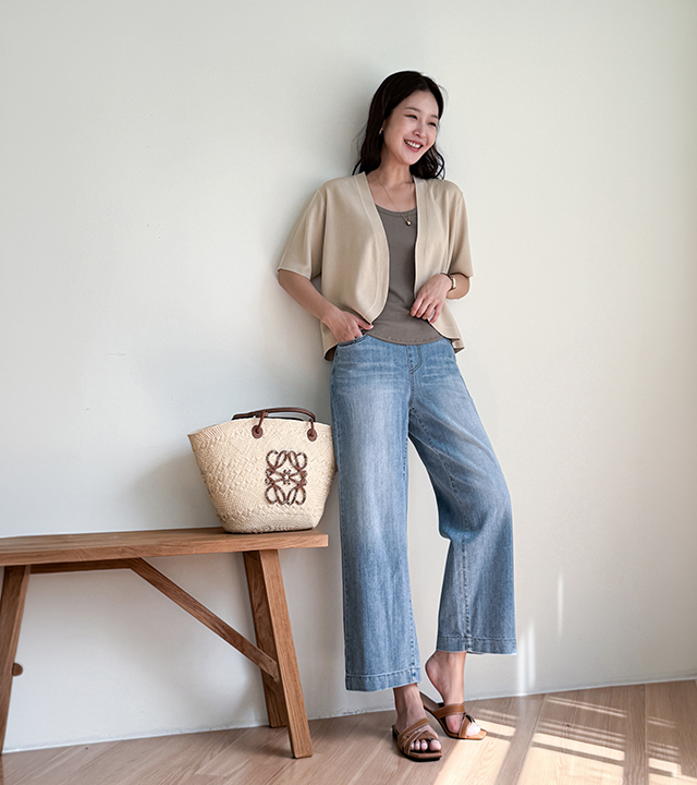 收腹弹力腰带牛仔裤 